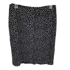 Talbots Pencil Skirt Lined Black White Polka Dot Size 14
